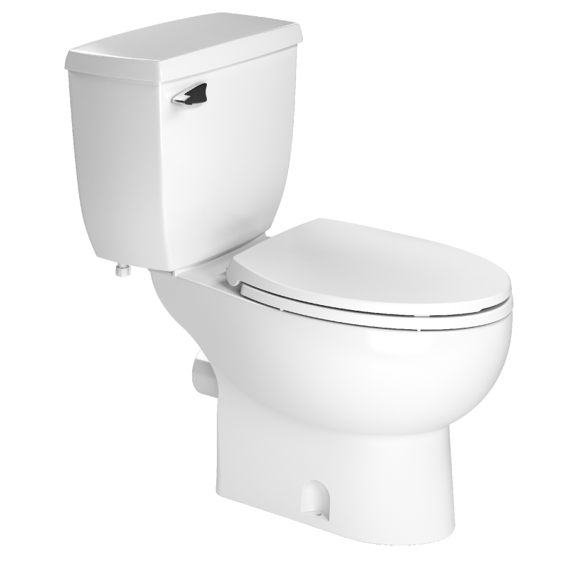 Round and elongated rear discharge toilets